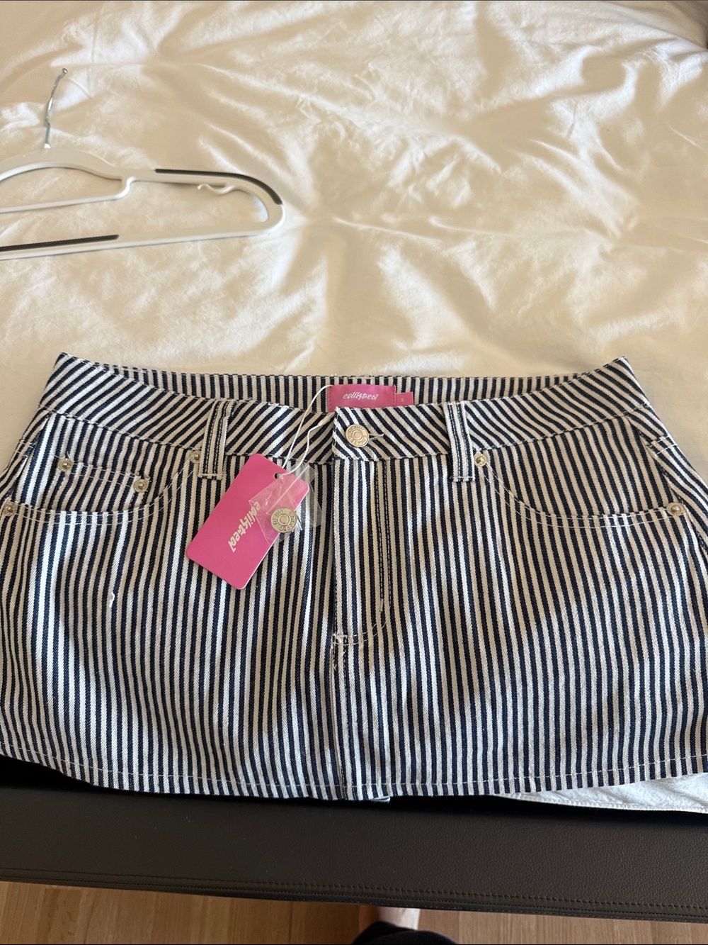 Striped Mini Skirt in Navy and White
